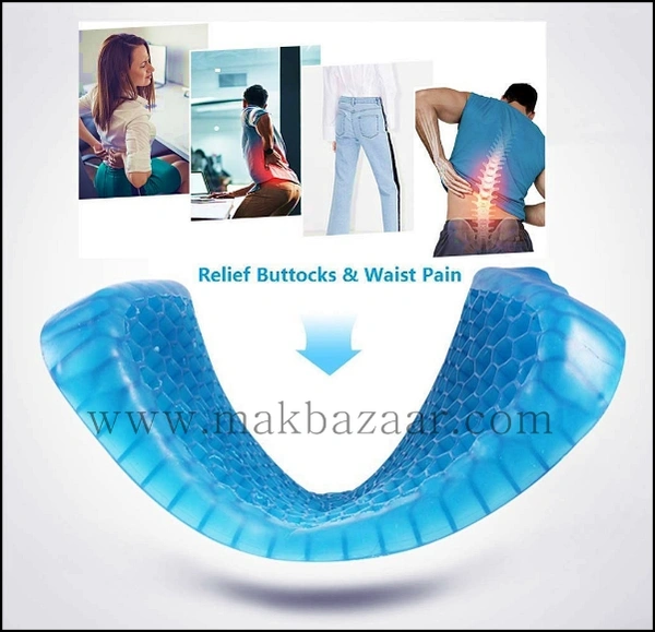 Silicone Rubber Soft Cushion Seat Pillow, Seat Cushion Pad Pressure Sore Relief Ultimate Breathable Design Gel Comfort, Blue (Gel Memory Foam)  